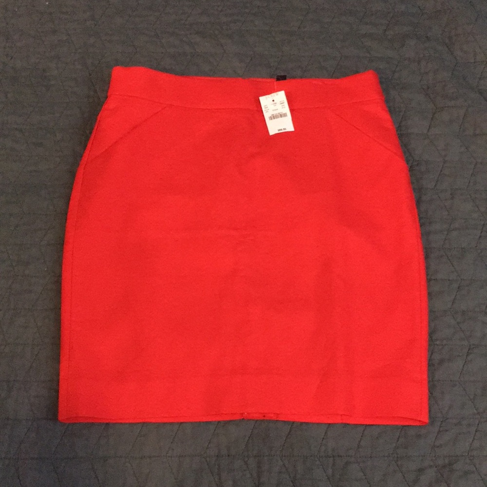 NWT Jcrew petite “the pencil skirt” in red/orange